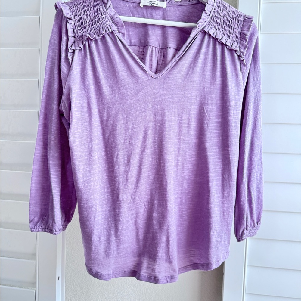 Stitch Fix: Beacon Apparel. Size M. Purple Smocked Ruffled New without tags